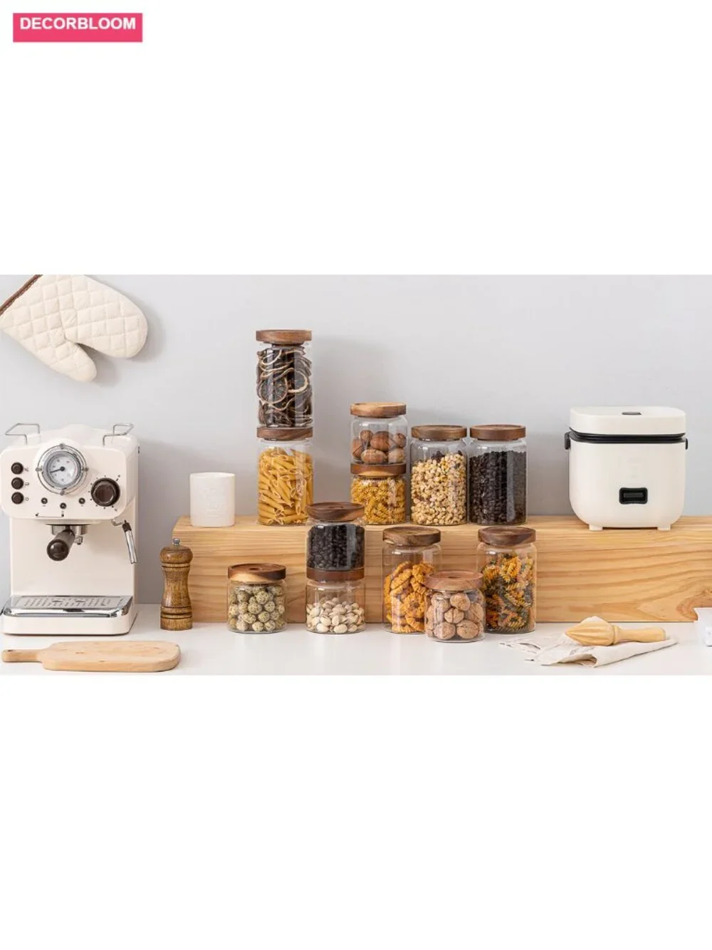 6-Pack 17oz Airtight Glass Food Storage Jars with Bamboo Lids